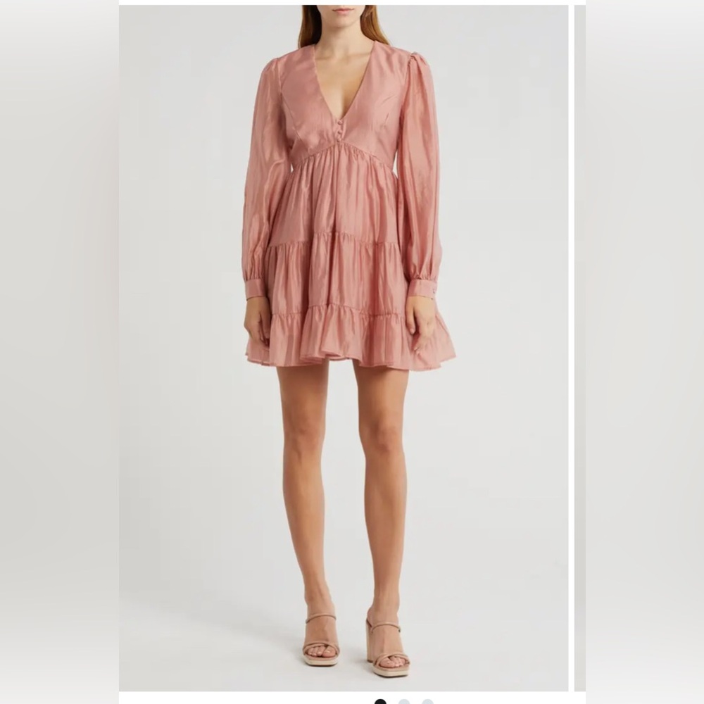 Bardot Harlow Long Sleeve Babydoll Minidress